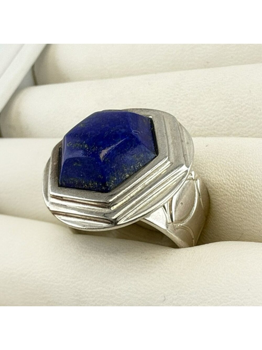 Jay King Ring Lapis Lazuli Blue Hexagon Wide Band Sterling Silver 925 size 7.5